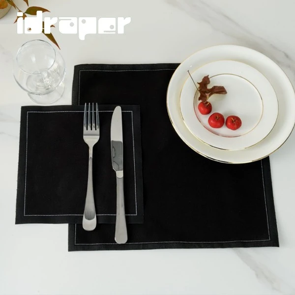 Customized Black Cloth Cocktail Napkins